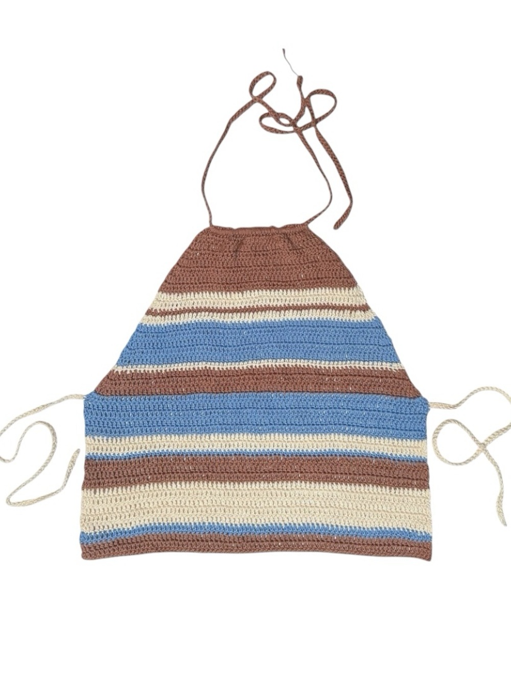 Handmade crochet halter top with open back
